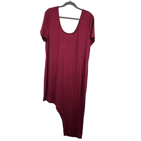 Rue21 Plus Magenta Asymmetrical‎ Scoop Neck Midi Dress - Size 3X - Picture 2 of 7